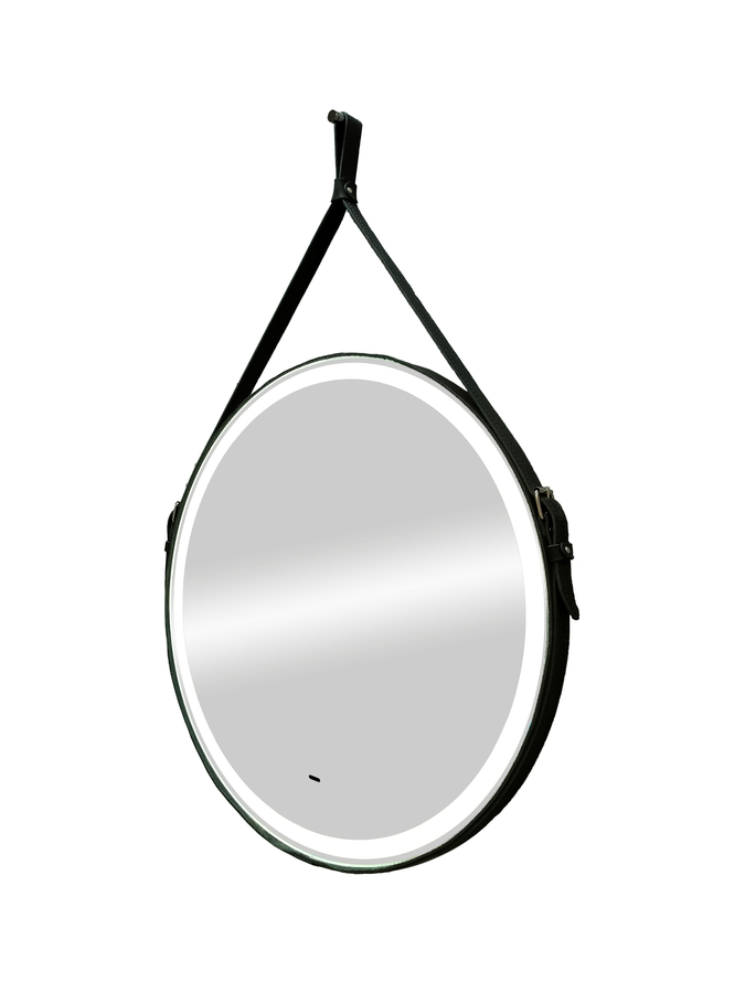 Зеркало "Seamus Black Led" D 650 на ремне из натуральной кожи черного цвета, превью