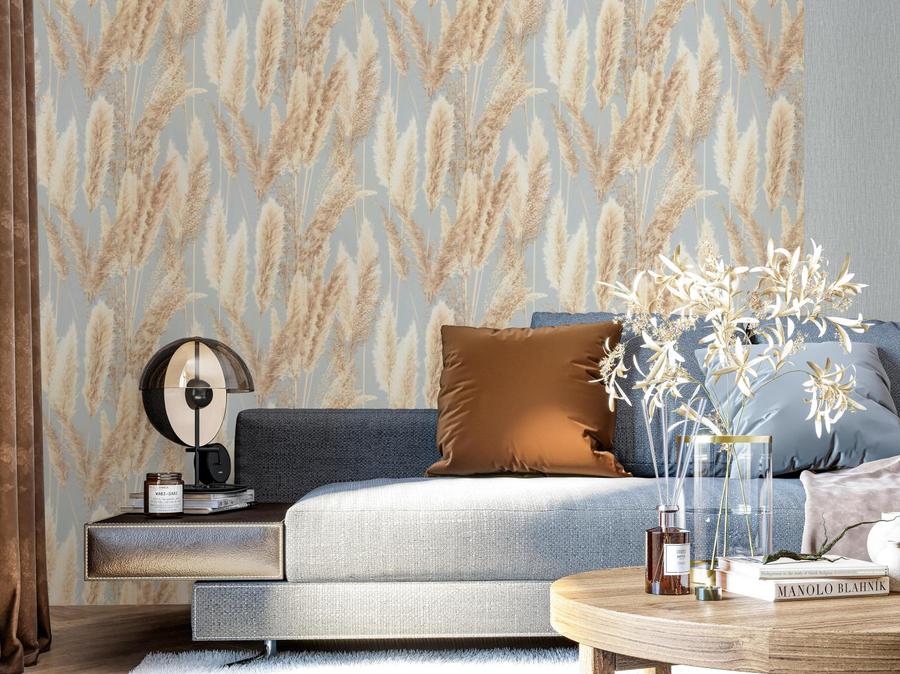 Обои флизелиновые VOG Collection CORTADERIA VV72086-62 1,06Х10,05 м, голубой, превью