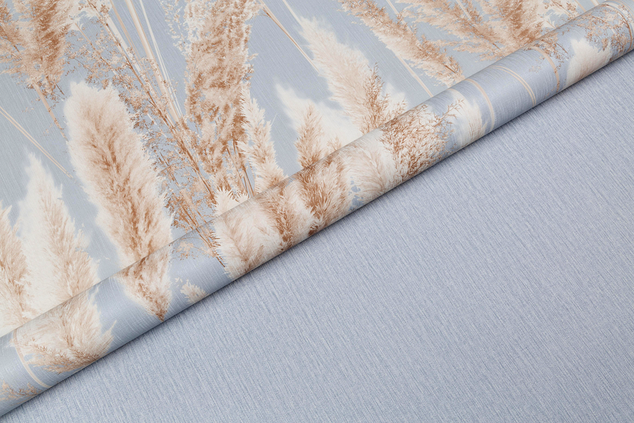 Обои флизелиновые VOG Collection CORTADERIA VV72086-62 1,06Х10,05 м, голубой, предпросмотр