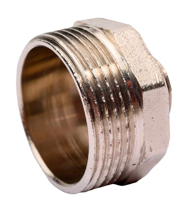 Ниппель переходной, латунь, наружная резьба 1 1/4"х1/2", никель, RTP, превью