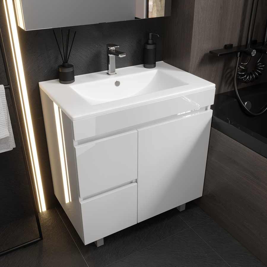 Тумба напольная Nova Sanita Luxe Квадро с ящиками 77,5x74,1 см глянец белый (раковина к тумбе код. 759874), превью