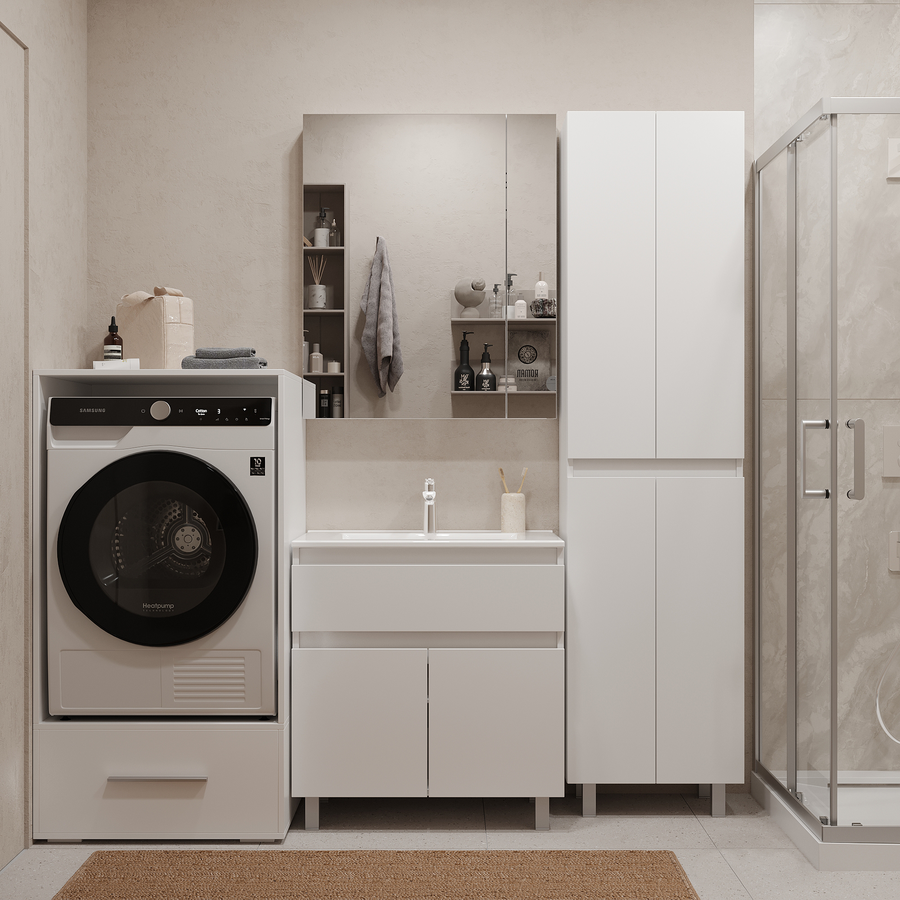 Тумба напольная Nova Sanita Luxe Квадро распашной 77,5x74 см глянец белый (раковина к тумбе код. 759874), превью