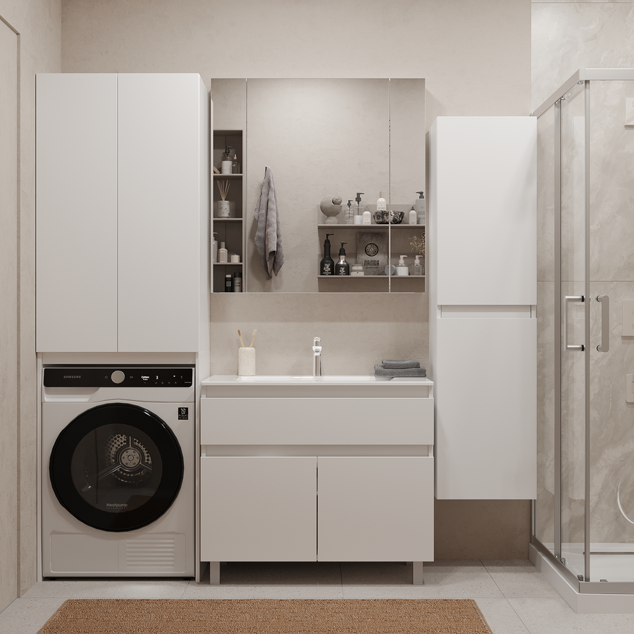 Тумба напольная Nova Sanita Luxe Квадро распашной 77,5x90 см глянец белый (раковина к тумбе код. 839004), превью