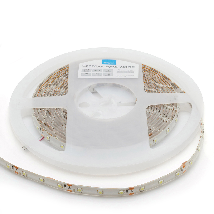 Комплект светодиодной ленты Apeyron Electrics 12В 4.8Вт/м IP65 2.5м коннект БП х.б., превью