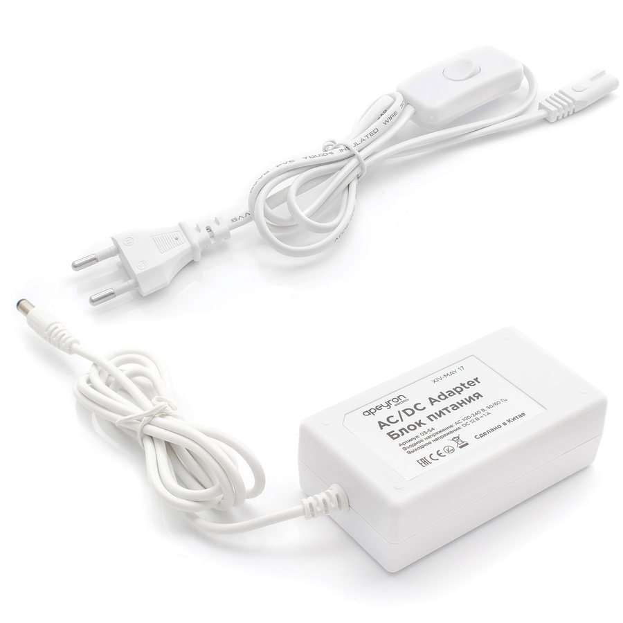 Комплект светодиодной ленты Apeyron Electrics 12В 4.8Вт/м IP65 2.5м коннект БП х.б., предпросмотр