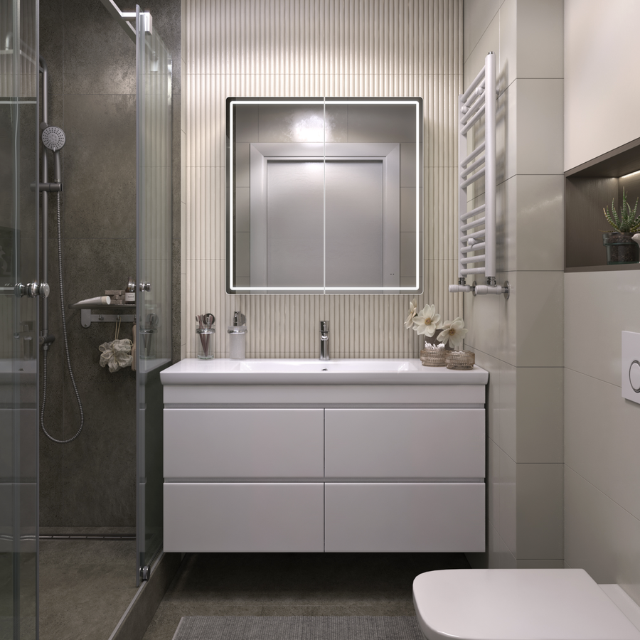 Шкаф навесной для ванной комнаты  с LED подсветкой Коста Comfort 80 с подогревом, предпросмотр