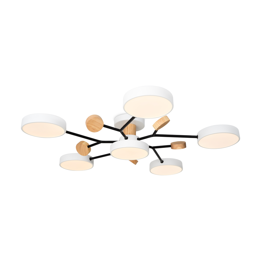 Люстра LED Freya Crown 72W белый/черный/дерево 81x14 см, предпросмотр