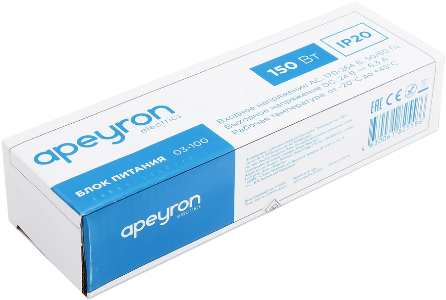 Блок питания для светодиодной ленты Apeyron Electrics 03-100 150 Вт 24 В 6,3 А, предпросмотр