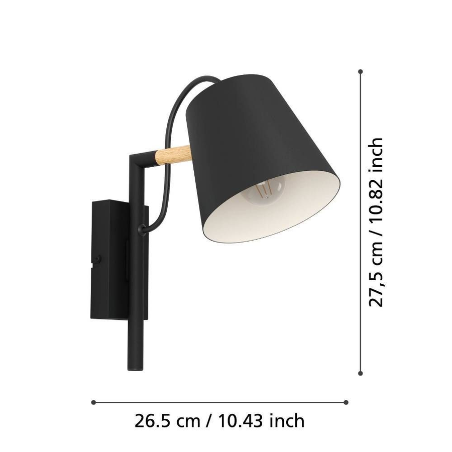 Бра LACEY, 1x40W(E14), сталь, дерево, черный, превью
