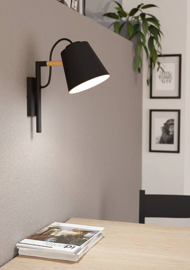 Бра LACEY, 1x40W(E14), сталь, дерево, черный, превью