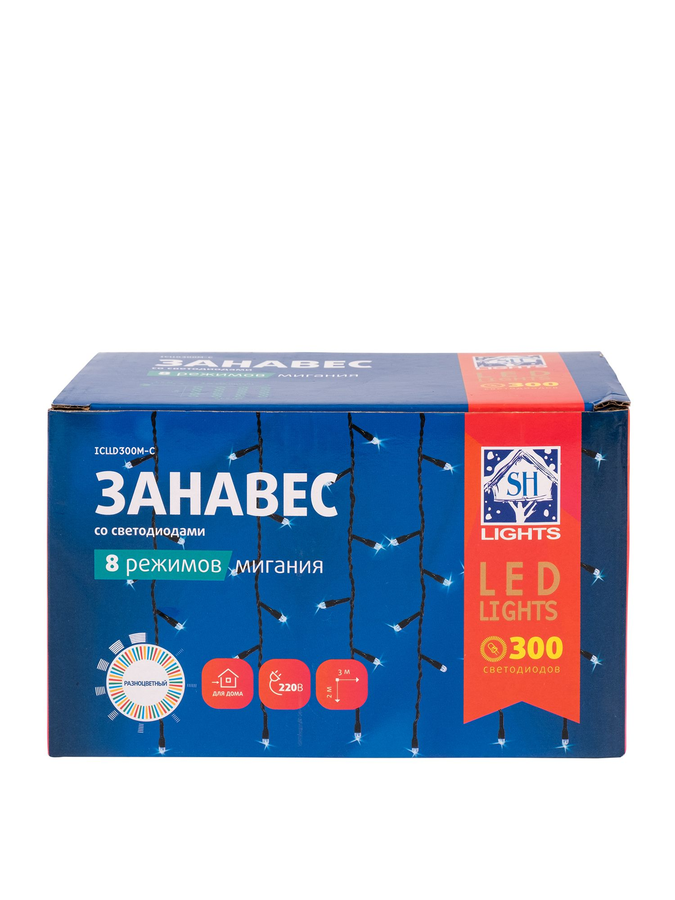 Гирлянда внутренняя занавес SH LIGHTS 300 LED многоцветный 3 м, превью