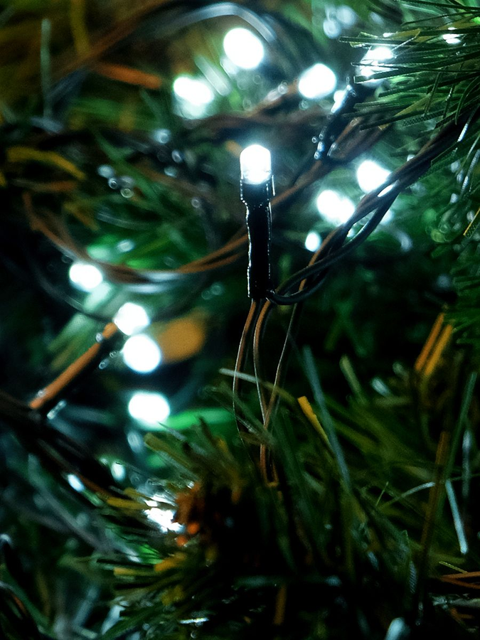 Электрогирлянда Нить 100 белых LED, 10м, 8 режимов, IP44, предпросмотр