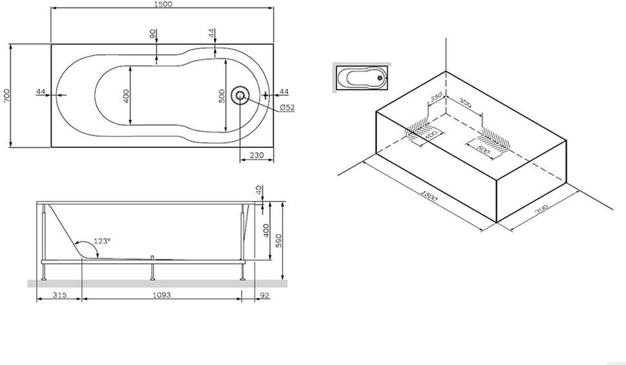 Ванна акриловая AM.PM X-Joy W88A-150-070W-A 150x70 см, превью