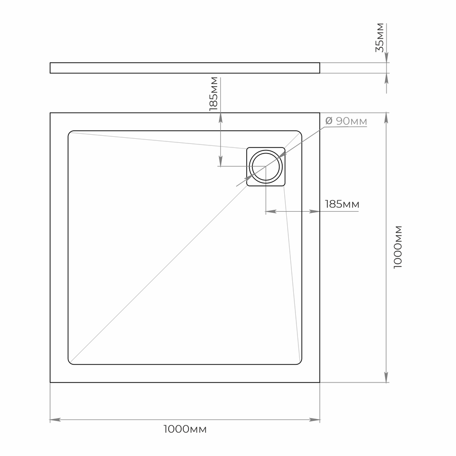 Поддон душевой Aquarius 100х100, стоун, белый, предпросмотр