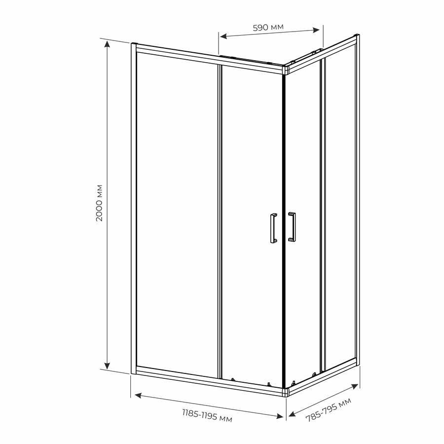 Душевая ширма Malva 120х80х200см, черный профиль, 6мм, превью