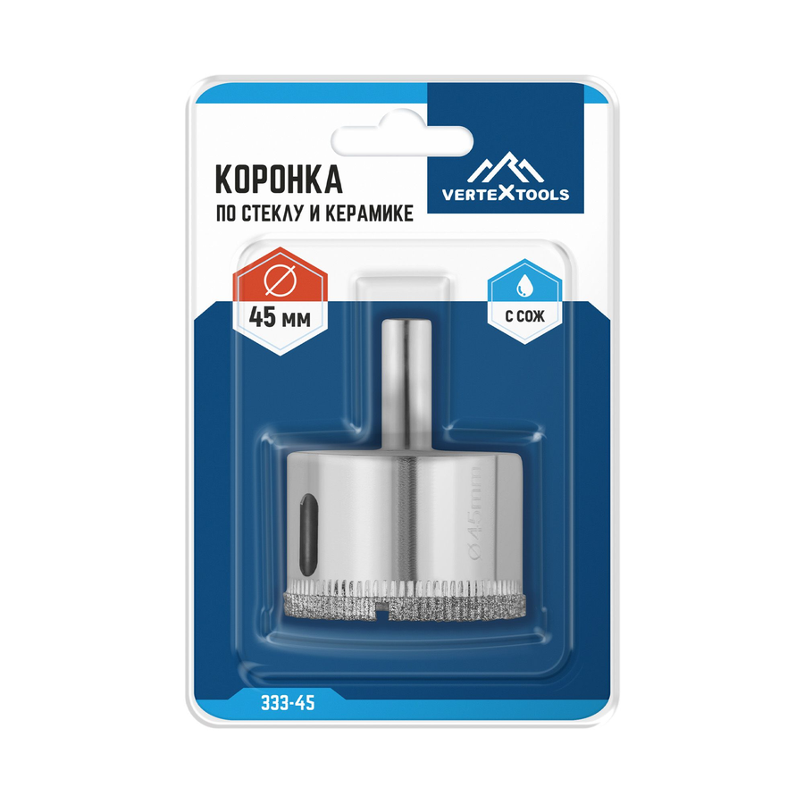 коронка по стеклу  vertextools  45мм, превью