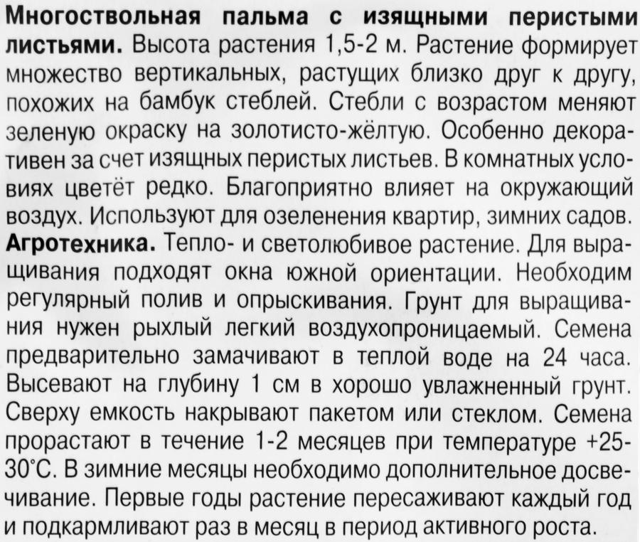 Семена ПОИСК Дипсис Лютесценс, 3шт, предпросмотр