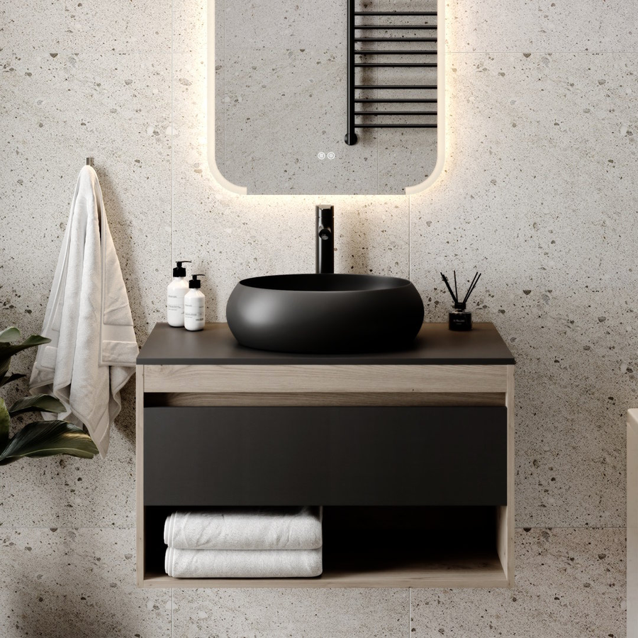 Раковина для ванной накладная Watersense Lalina 48 цвет черный матовый W00128, предпросмотр