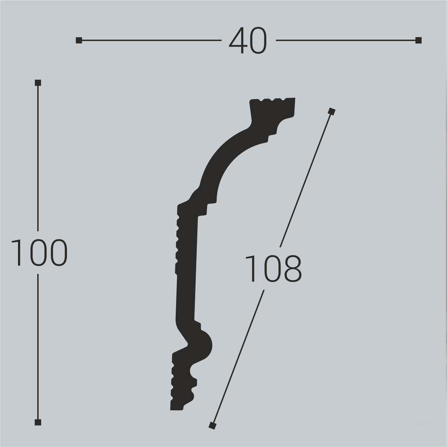 Плинтус потолочный BELLO DECO Bello Deco K3 xps 100х40 мм, предпросмотр