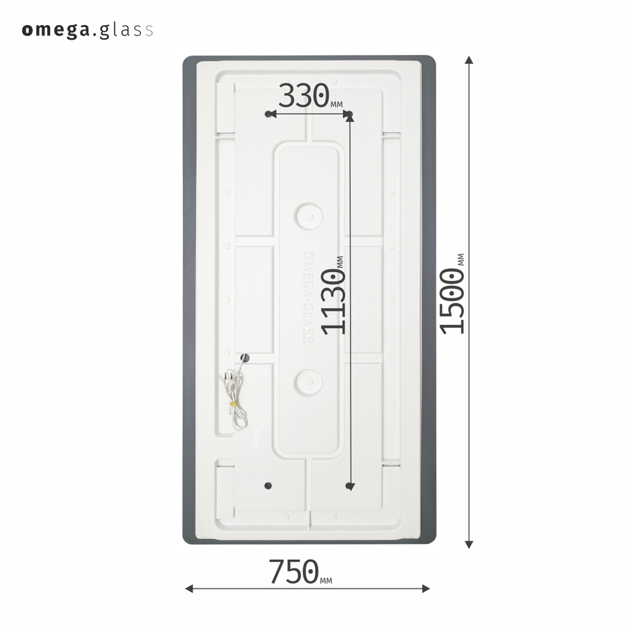 Зеркало OMEGA GLASS с подсветкой Jumbo 7 75х150, предпросмотр