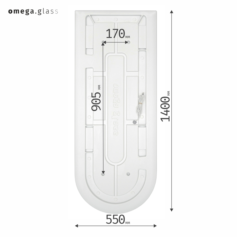 Зеркало OMEGA GLASS с подсветкой Jumbo U 55х140, предпросмотр