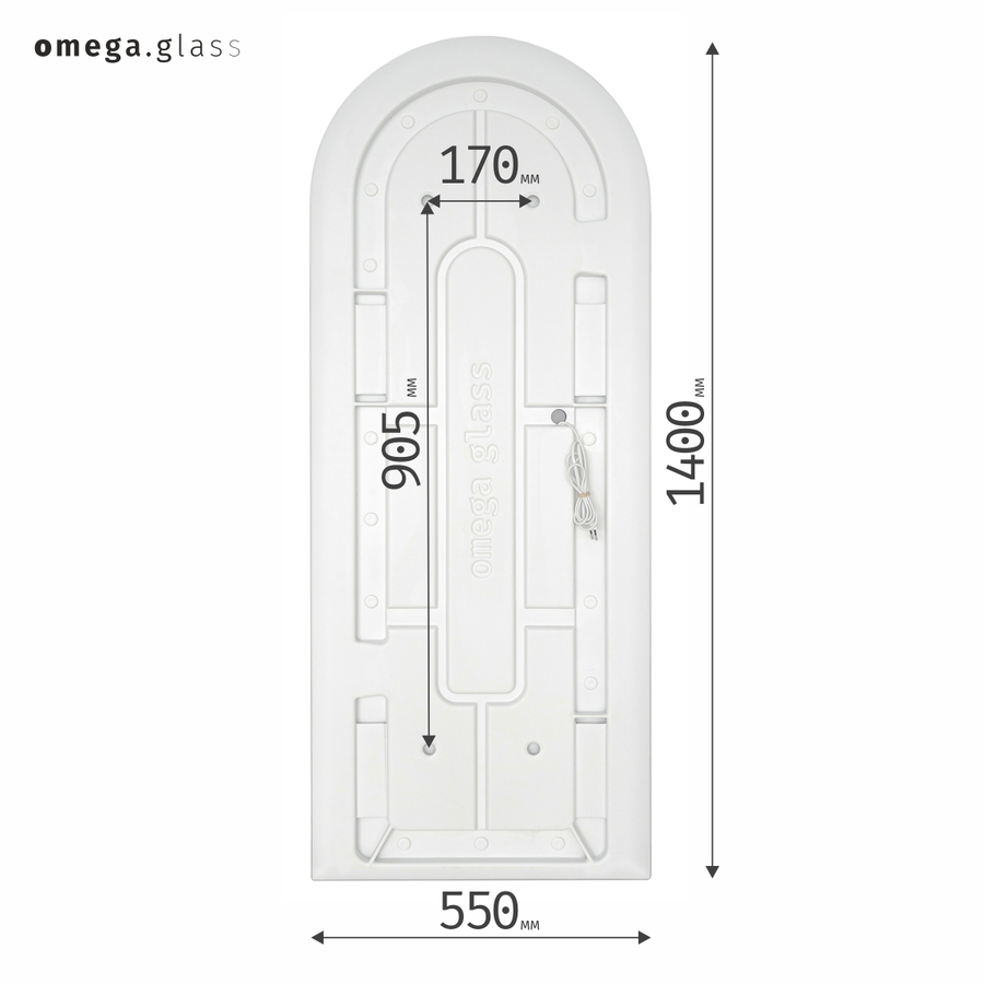 Зеркало OMEGA GLASS с подсветкой Jumbo N 55х140, предпросмотр