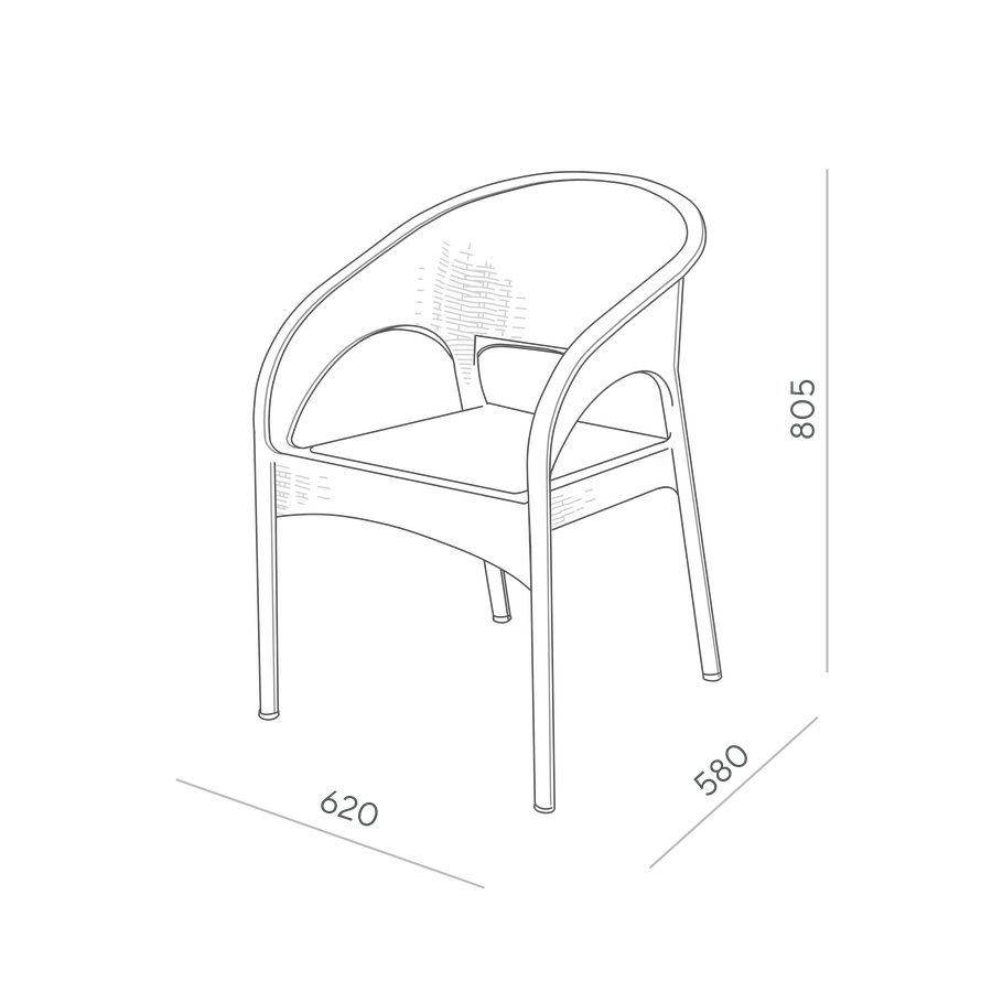 Кресло садовое OLA DOM Rattan, коричневое, 58х62х80,5см, 4,38кг, предпросмотр