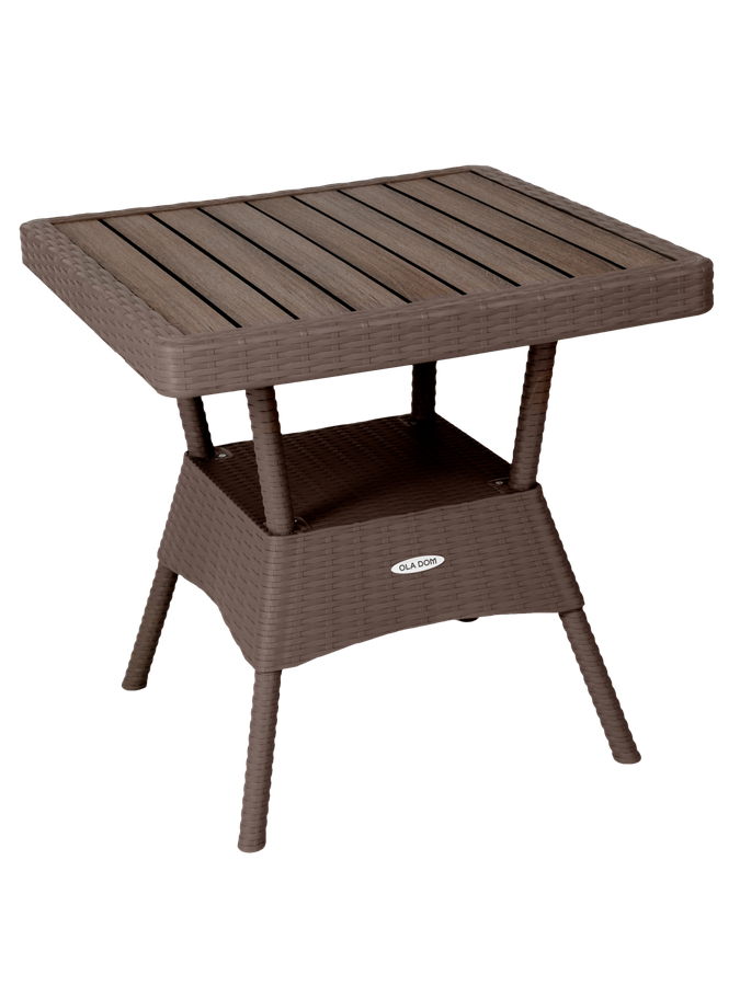 Стол садовый OLA DOM Rattan, квадратный, коричневый 75,5х76х74,5см, предпросмотр