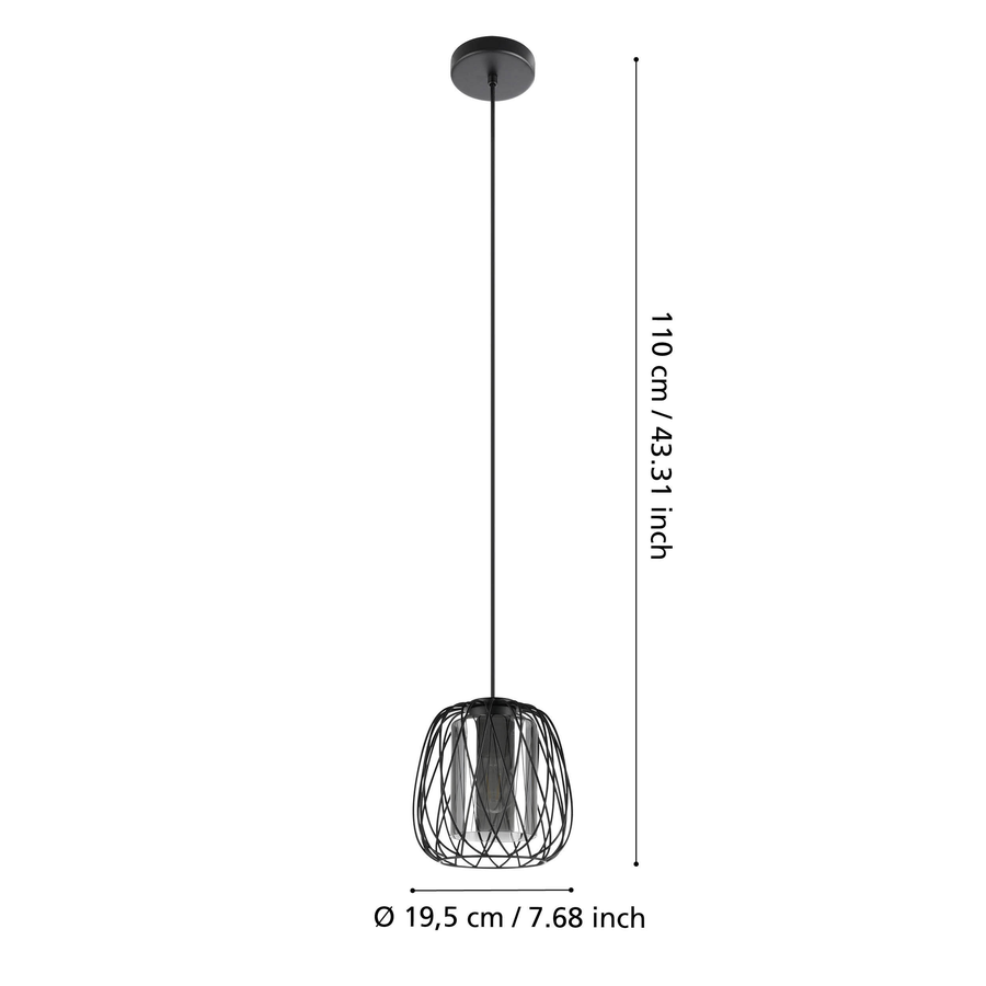Cветильник EGLO Подвесной потолочный floresta, 1x40w, e27, h1100, d195, стал, предпросмотр