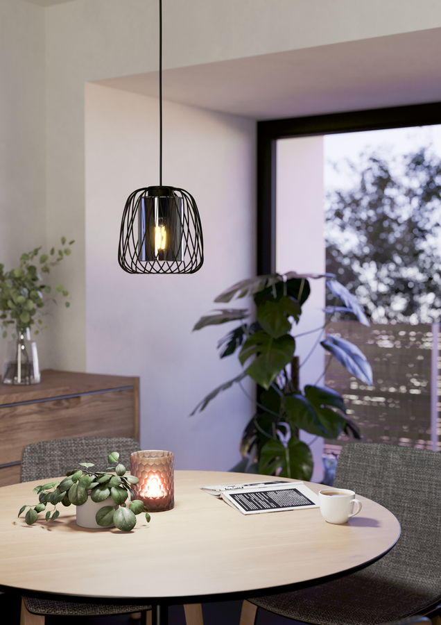 Cветильник EGLO Подвесной потолочный floresta, 1x40w, e27, h1100, d195, стал, превью