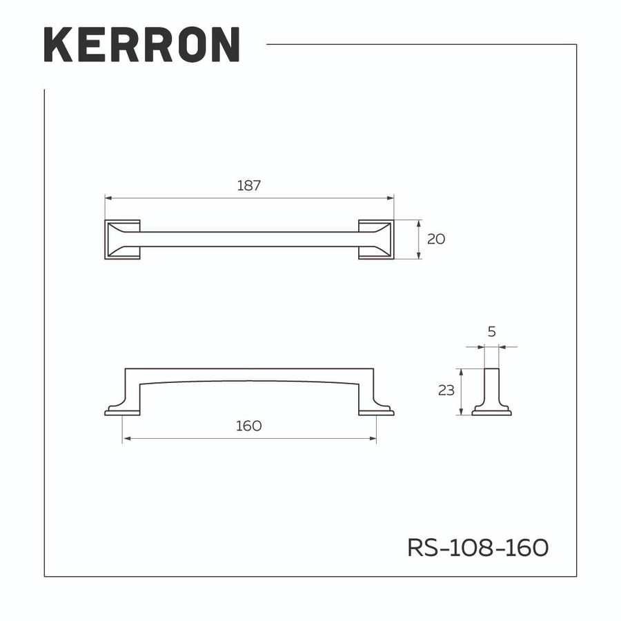 Ручка-скоба KERRON 160мм матовый черный, превью
