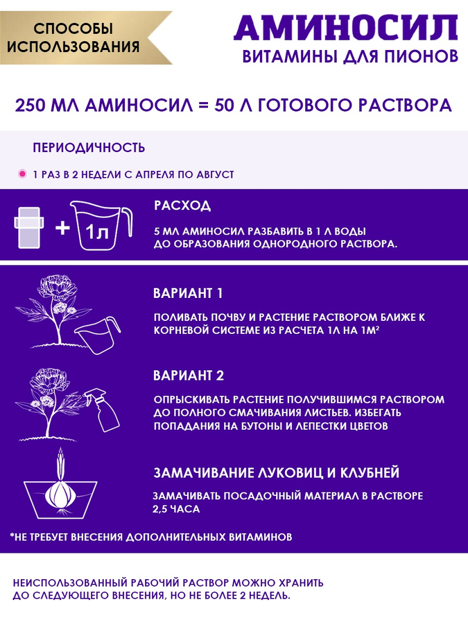 Удобрение АМИНОСИЛ Концентрат д/пионов 250мл, превью