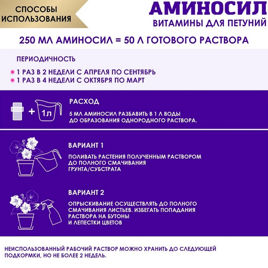 Удобрение АМИНОСИЛ Концентрат д/петуний 250мл, предпросмотр