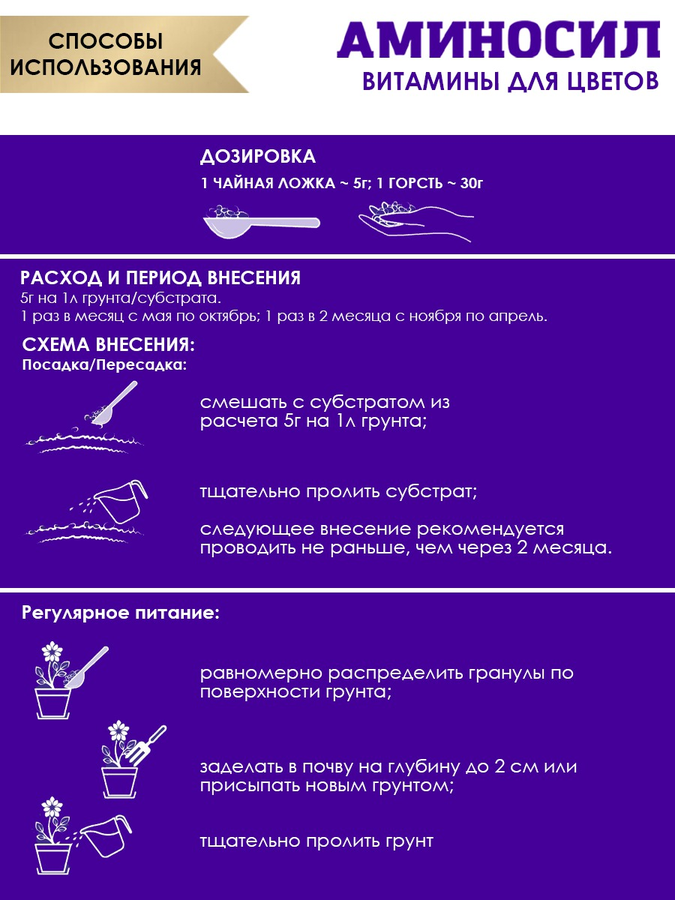 Удобрение АМИНОСИЛ Гранулы д/цветов 50гр, превью