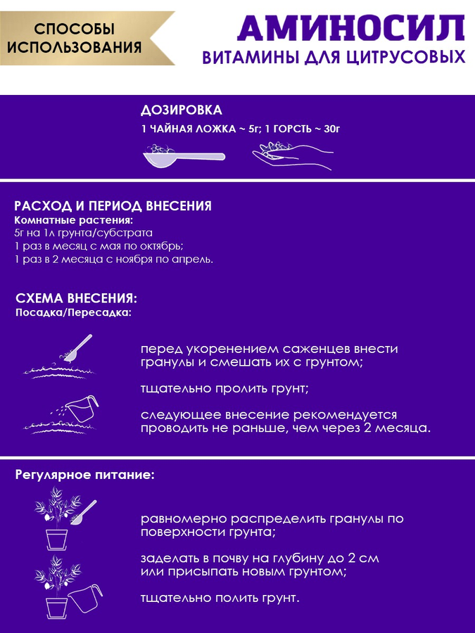 Удобрение АМИНОСИЛ Гранулы д/цитрусовых 50гр, предпросмотр