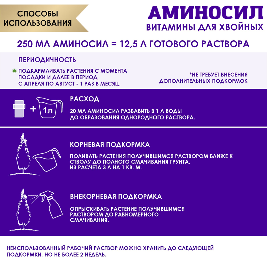 Удобрение АМИНОСИЛ Концентрат д/хвойных 250мл, предпросмотр