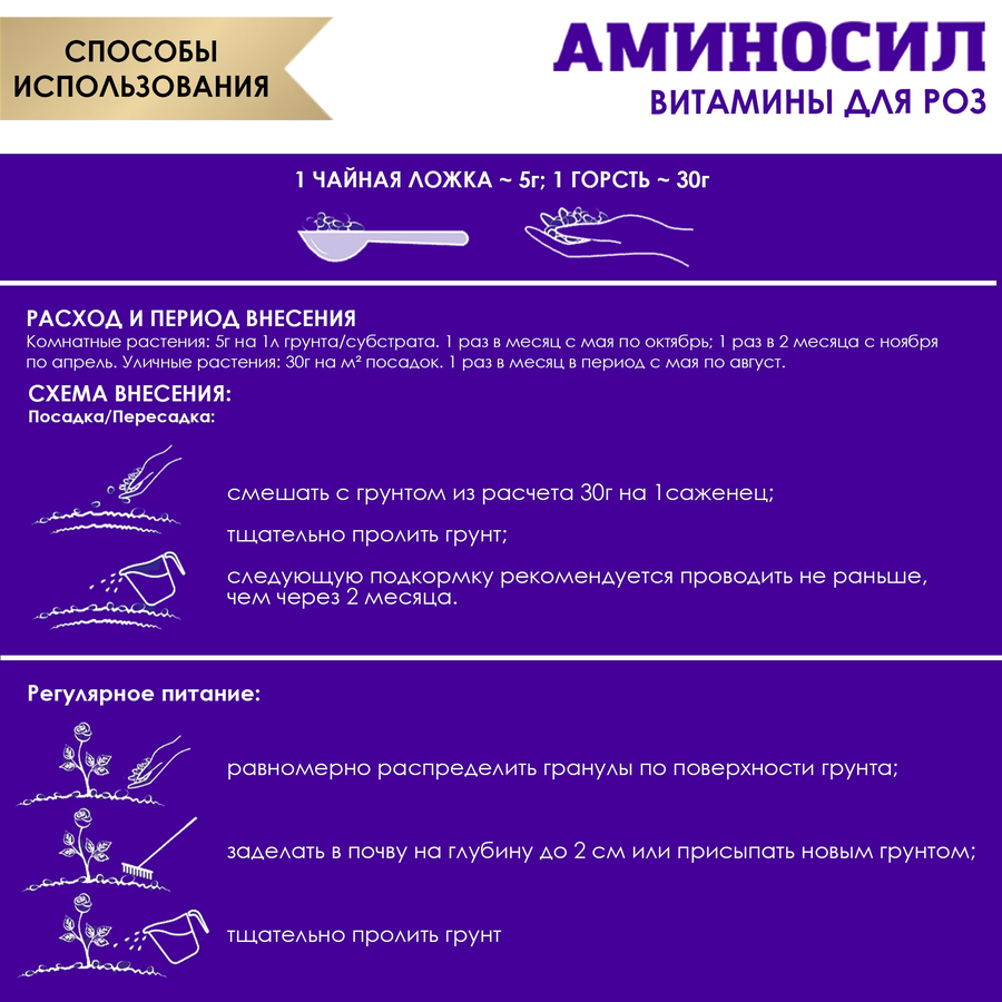 Удобрение АМИНОСИЛ Гранулы д/роз 300гр, предпросмотр