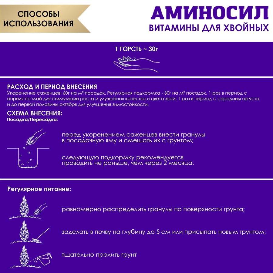 Удобрение АМИНОСИЛ Гранулы д/хвойных 300гр, превью