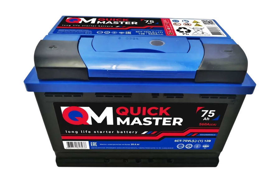 Аккумулятор автомобильный QUICK MASTER SP 6СТ-75 (L)-(1) 560A, превью