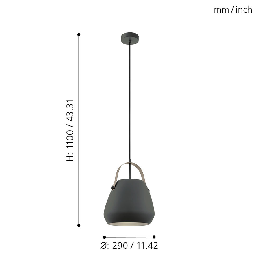 Светильник EGLO Подвесной потолочный BEDNALL, 1x60W(E27), темно-серый, жемчу, предпросмотр