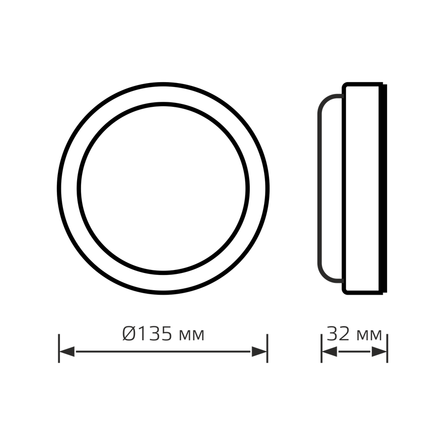 Светильник GAUSS IP40 D135х32 8W 700lm 6500K 200-240V HALL круглый 1/40, превью