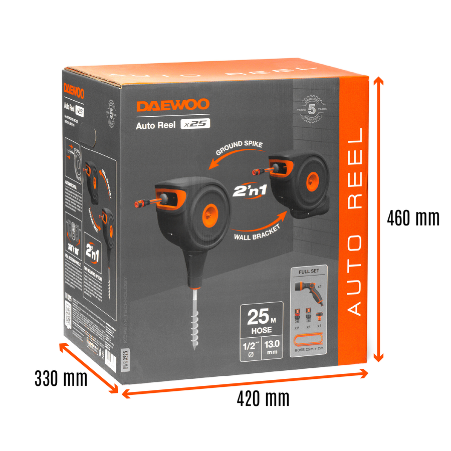 Катушка автоматическая DAEWOO Auto Reel со шлангом 25м, Dws 3225, предпросмотр